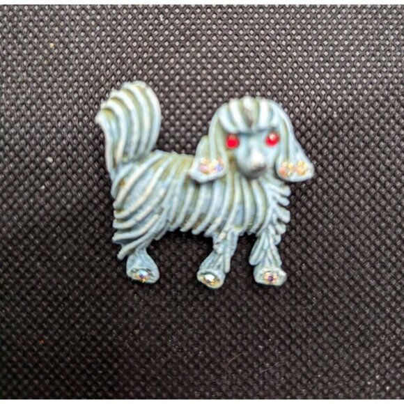Puppy Dog brooch pen blue Maltese poodle 1.5 in - Picture 2 of 5